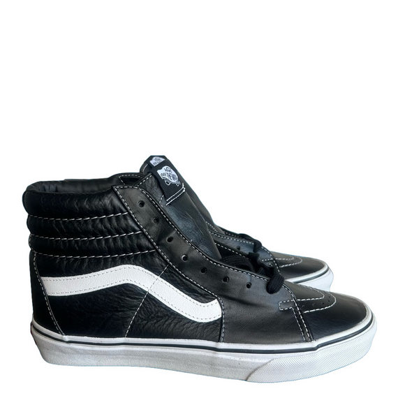 Vans Sk8-Hi Aged Black Leather Unisex Shoe Size 8 or 9.5 #261